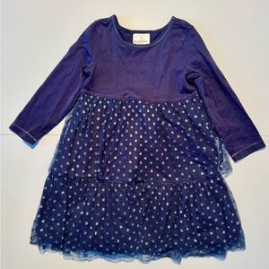 Hanna Andersson Navy and Silver Tiered Tulle Kids Dress